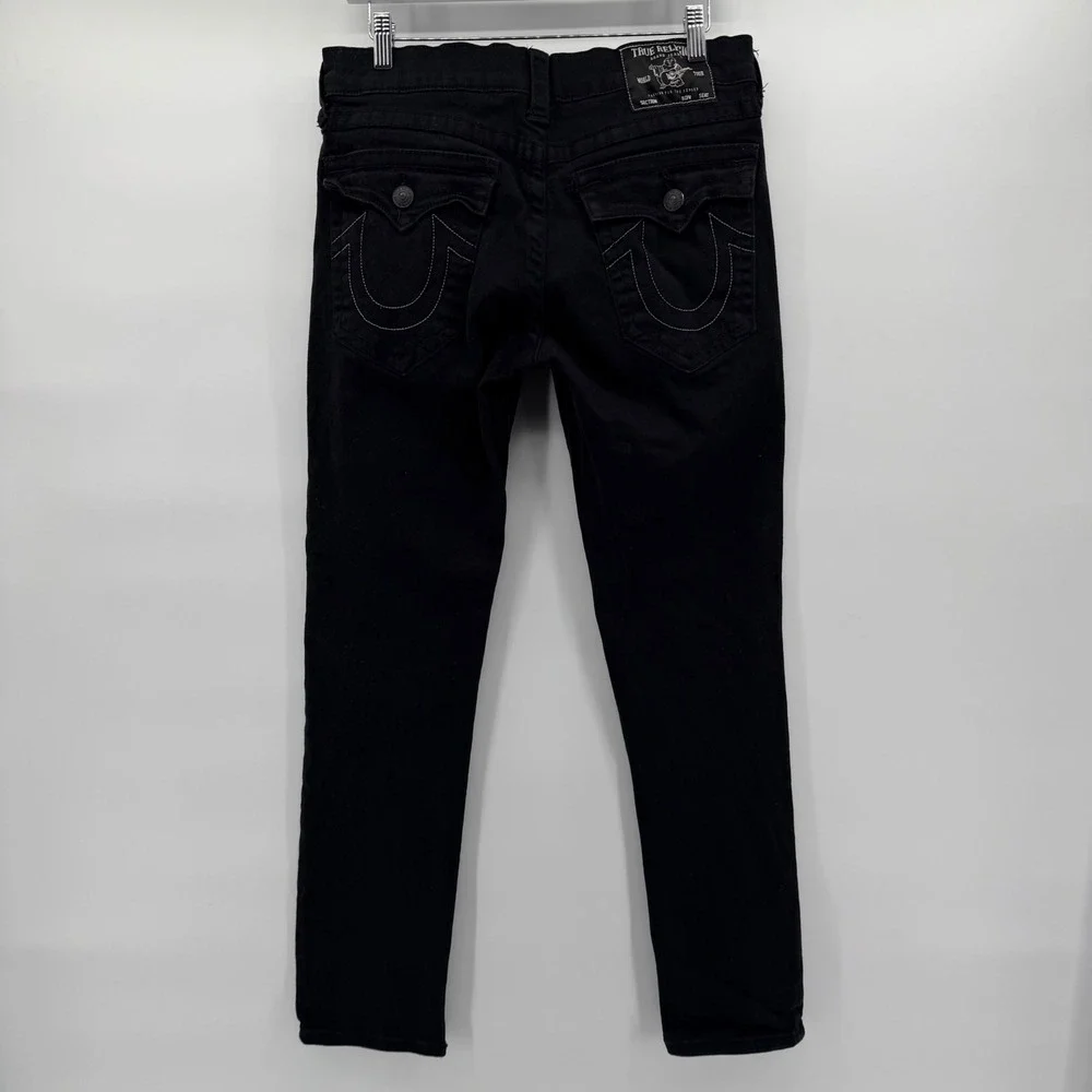 True Religion Rocco Relaxed Skinny Jeans Mens 32 Black Horseshoe Flap Pocket
